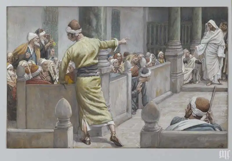 The Healed Blind Man Tells His Story to the Jews by James Tissot.