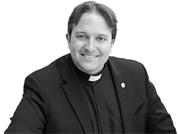 Black and white portrait of Fr Matthew Charlesworth SJ